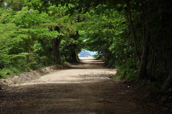 Estrada de terra que chega à paradisíaca Playa Rincón, perto de La Galera, na península de Samaná, na costa norte da República Dominicana